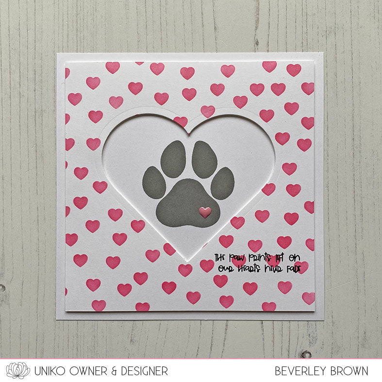 Paw Print Hearts Clear Stamp Set