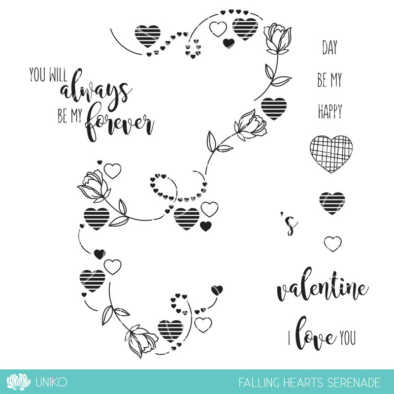 Falling Hearts Serenade Clear Stamp Set