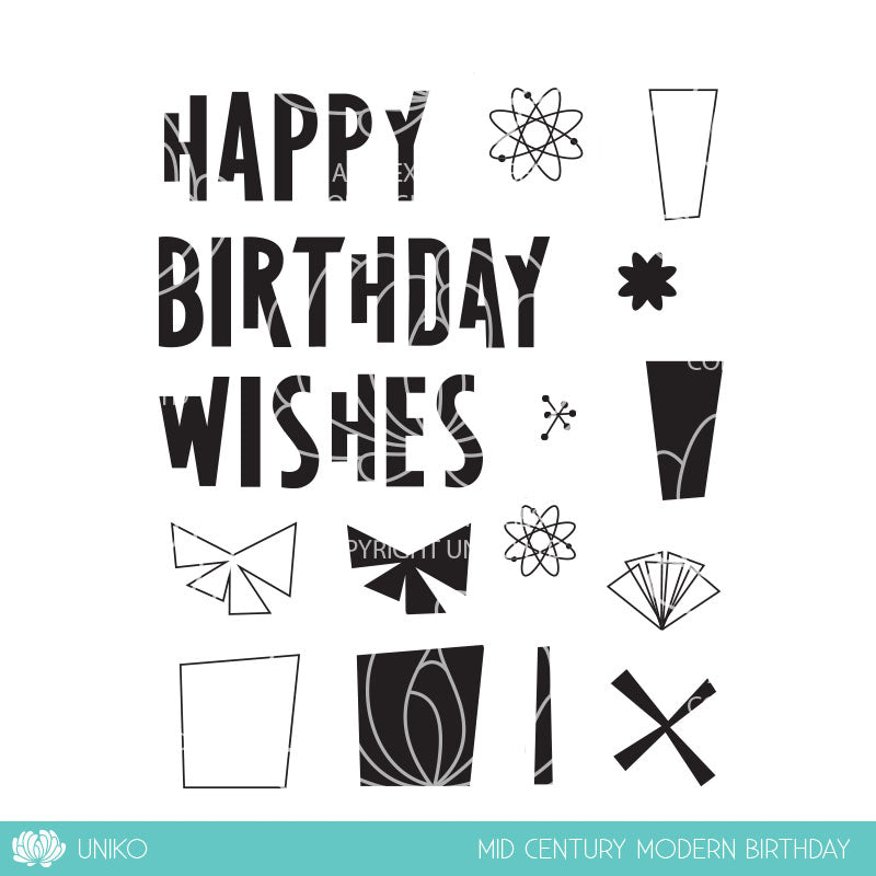 Mid Century Modern Birthday Clear Stamp Set
