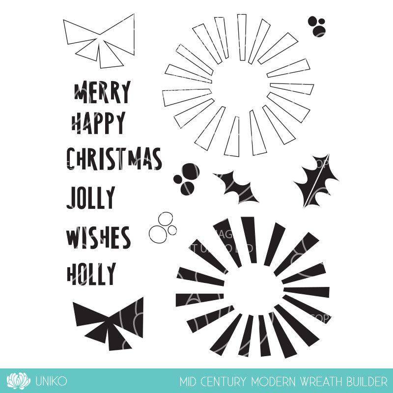 Mid Century Modern Wreath Builder Clear Stamps