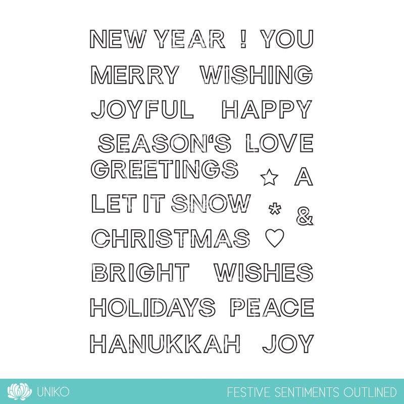Festive Sentiments Outlined Clear Stamp Set