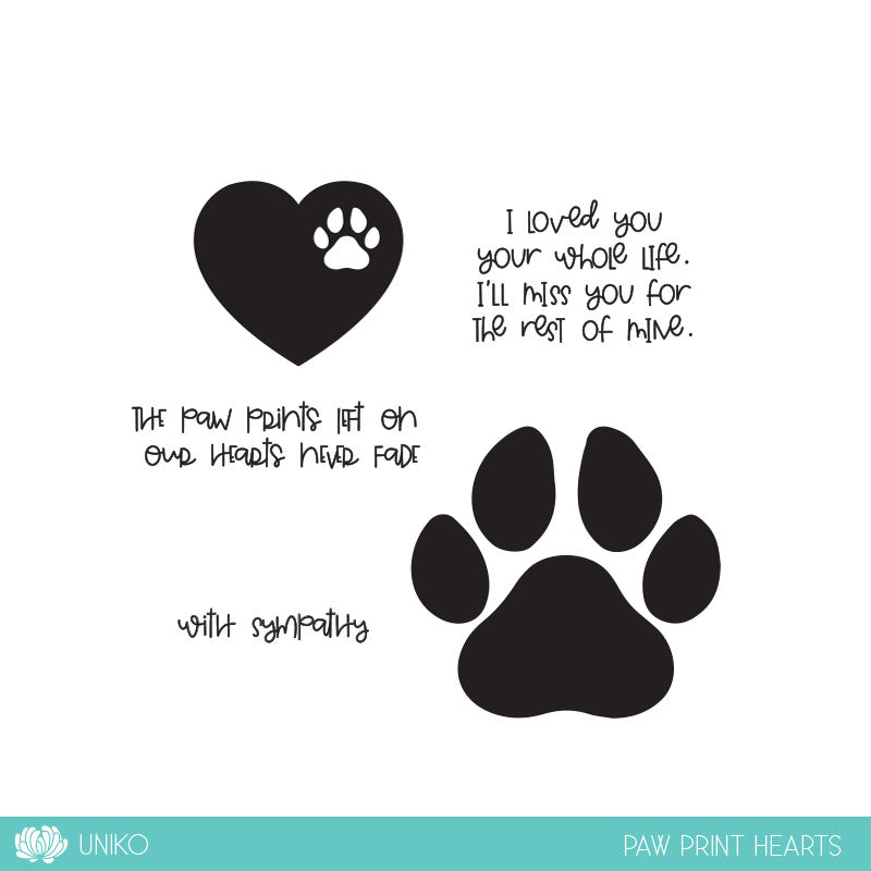 Paw Print Hearts Clear Stamp Set