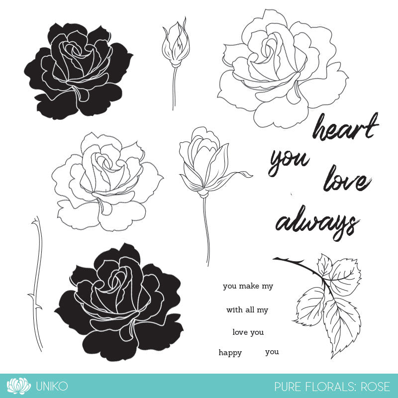 Pure Florals: Rose - Clear Stamp Set