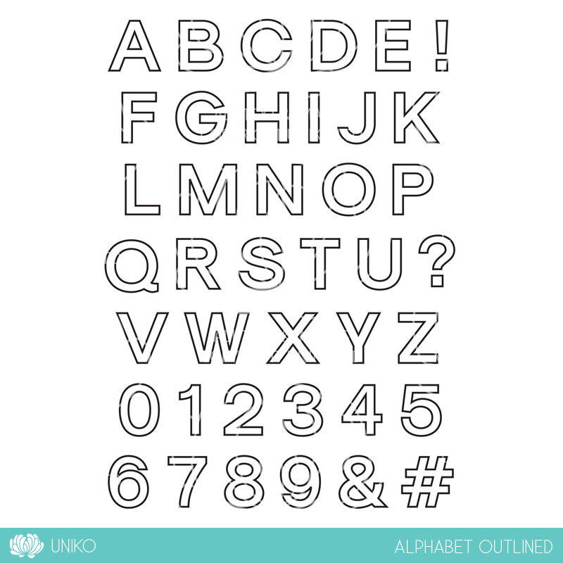 Alphabet Outlined Clear Stamp Set – Uniko