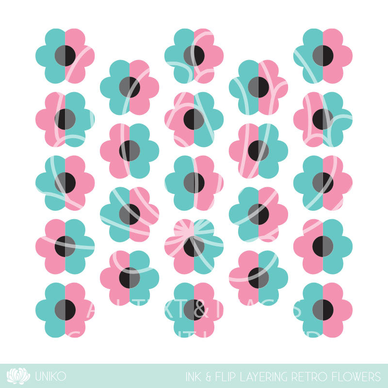 Stencil - Ink & Flip Layering Retro Flowers
