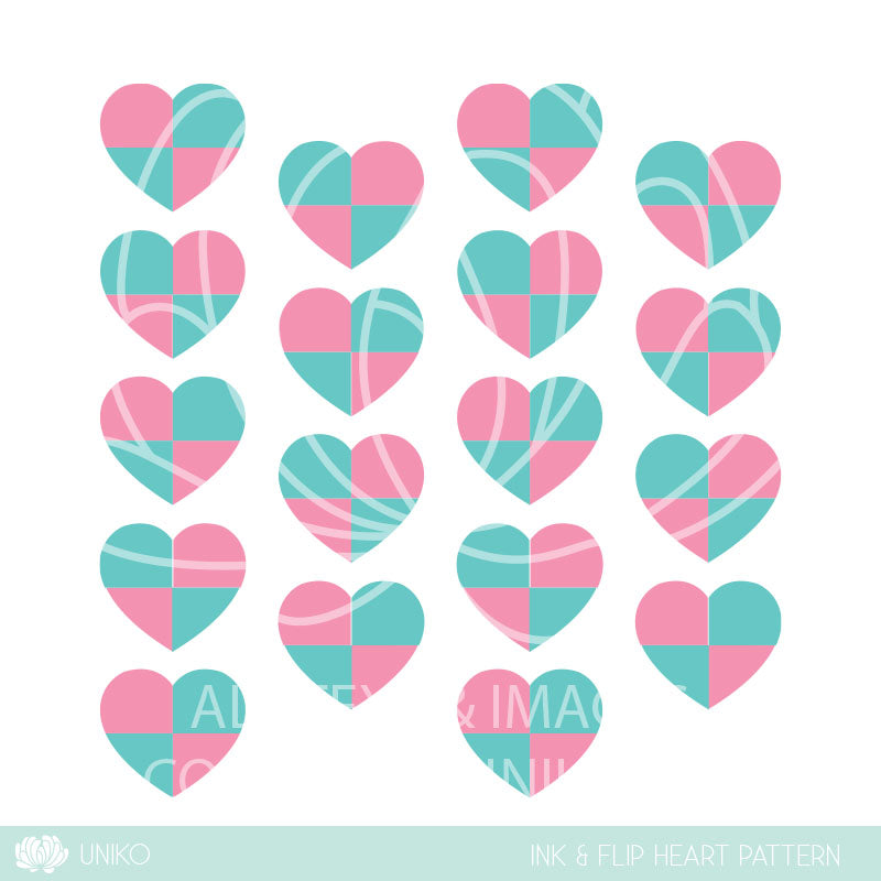 Stencil - Ink & Flip Heart Pattern