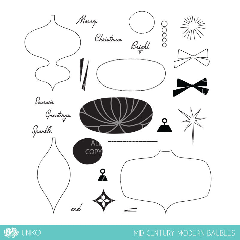 Mid Century Modern Baubles Clear Stamps
