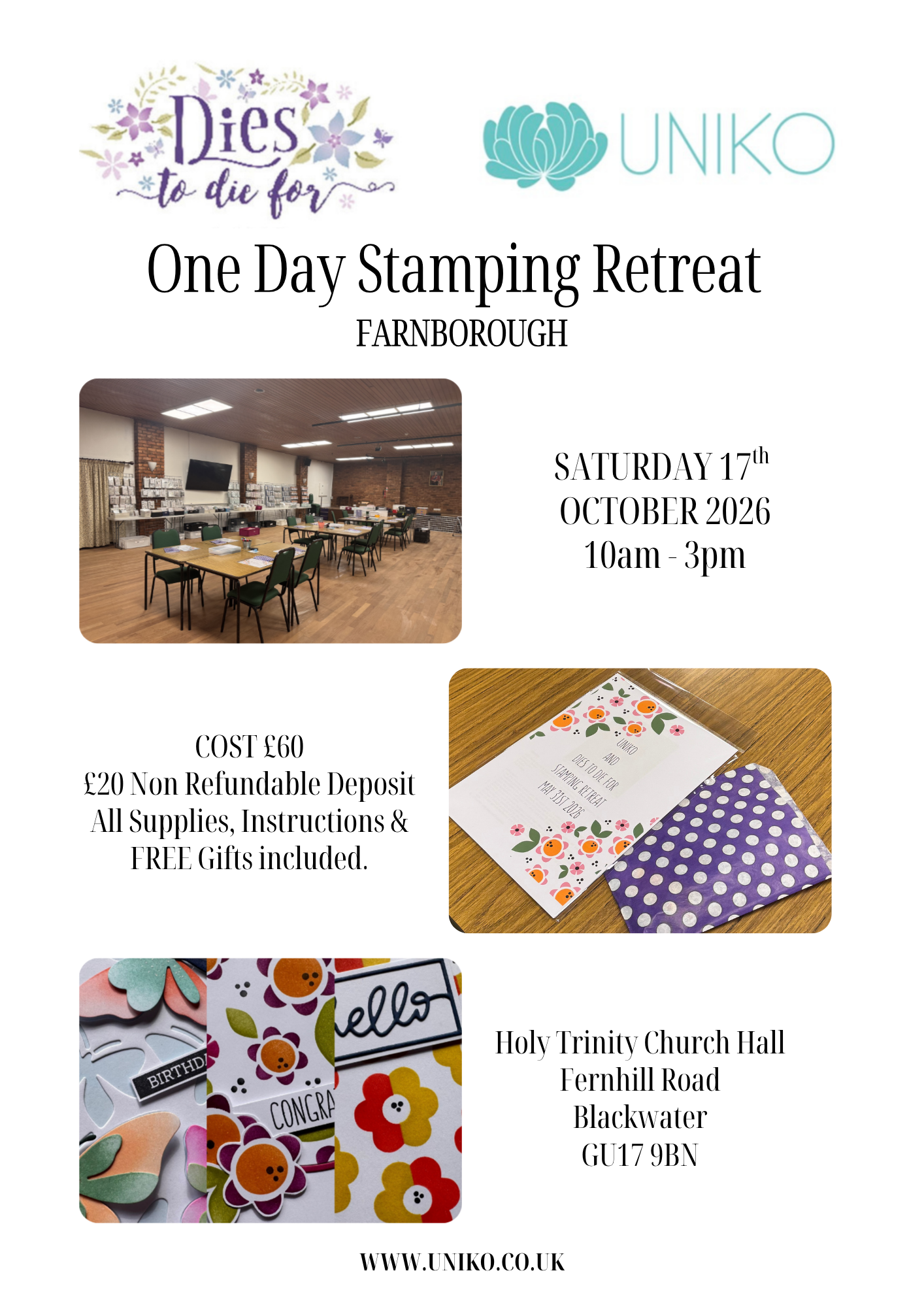 Uniko AND Dies To Die For One Day Stamping Retreat Farnborough Booking