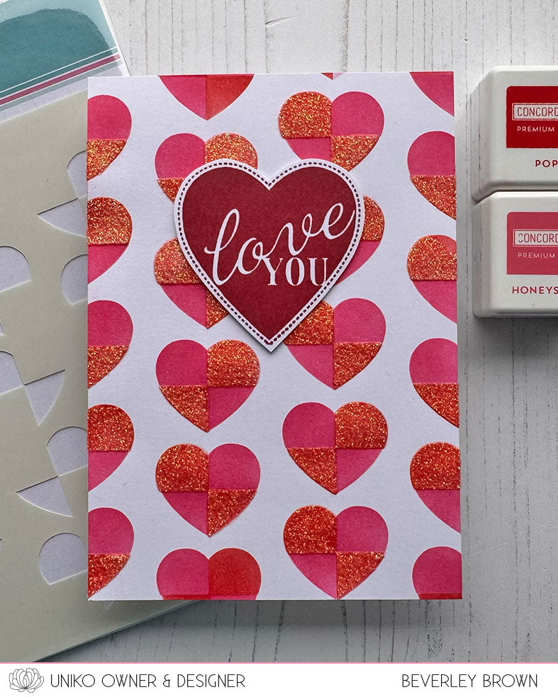 Stencil - Ink & Flip Heart Pattern