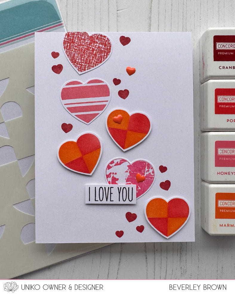 Stencil - Ink & Flip Heart Pattern